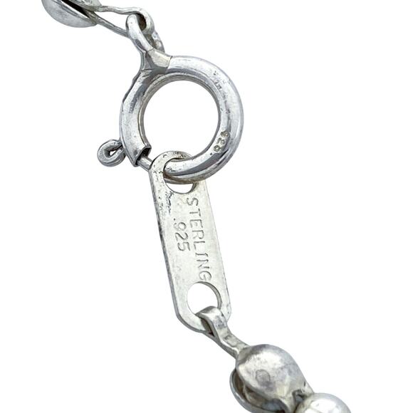 Liquid Silver 925 Black Cat's Eye Bead Station Necklace 15.75" - Picture 5 of 5